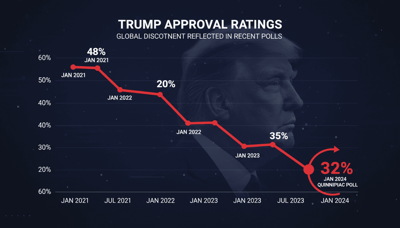 Graph showing the decline of Trump's approval ratings in recent polls