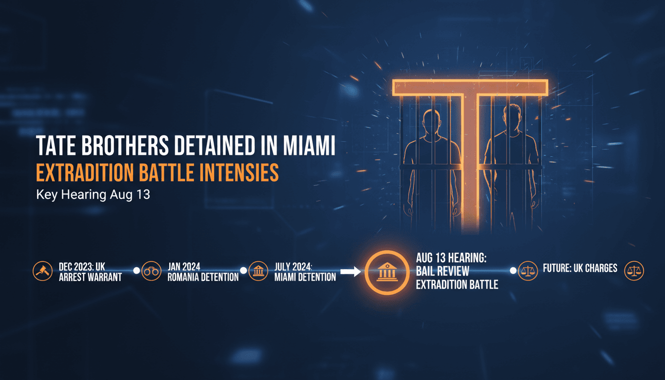 Tate brothers detained in Miami as extradition battle intensifies