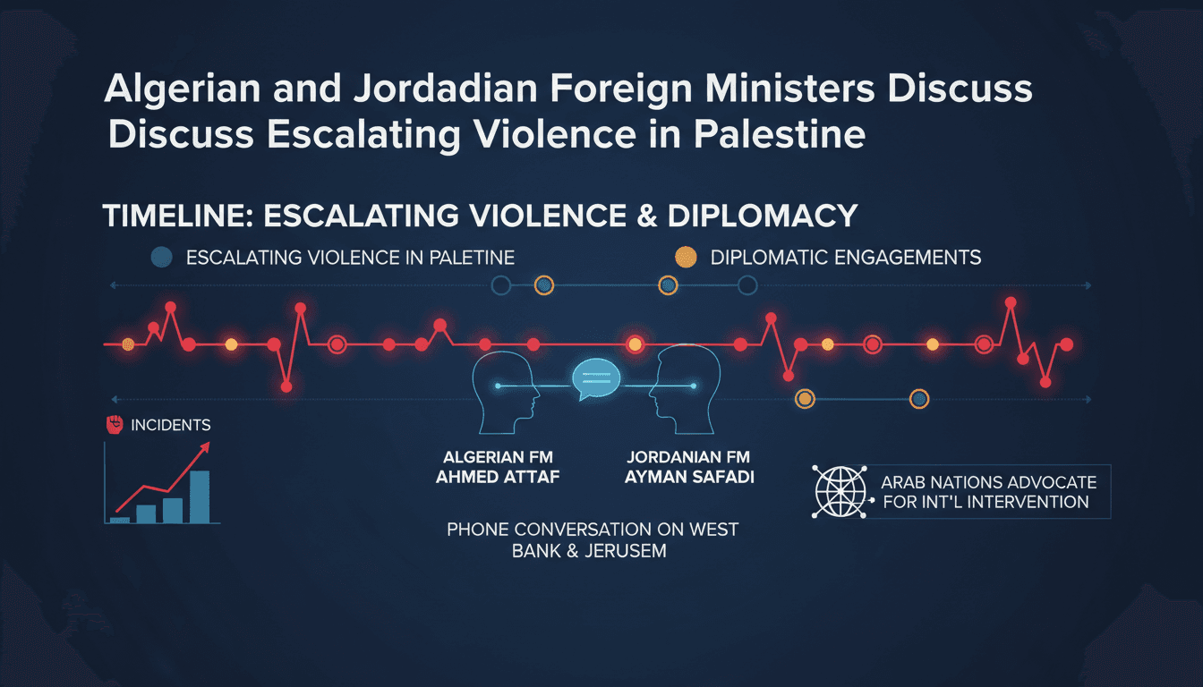 Algerian and Jordanian foreign ministers discussing Palestine situation.