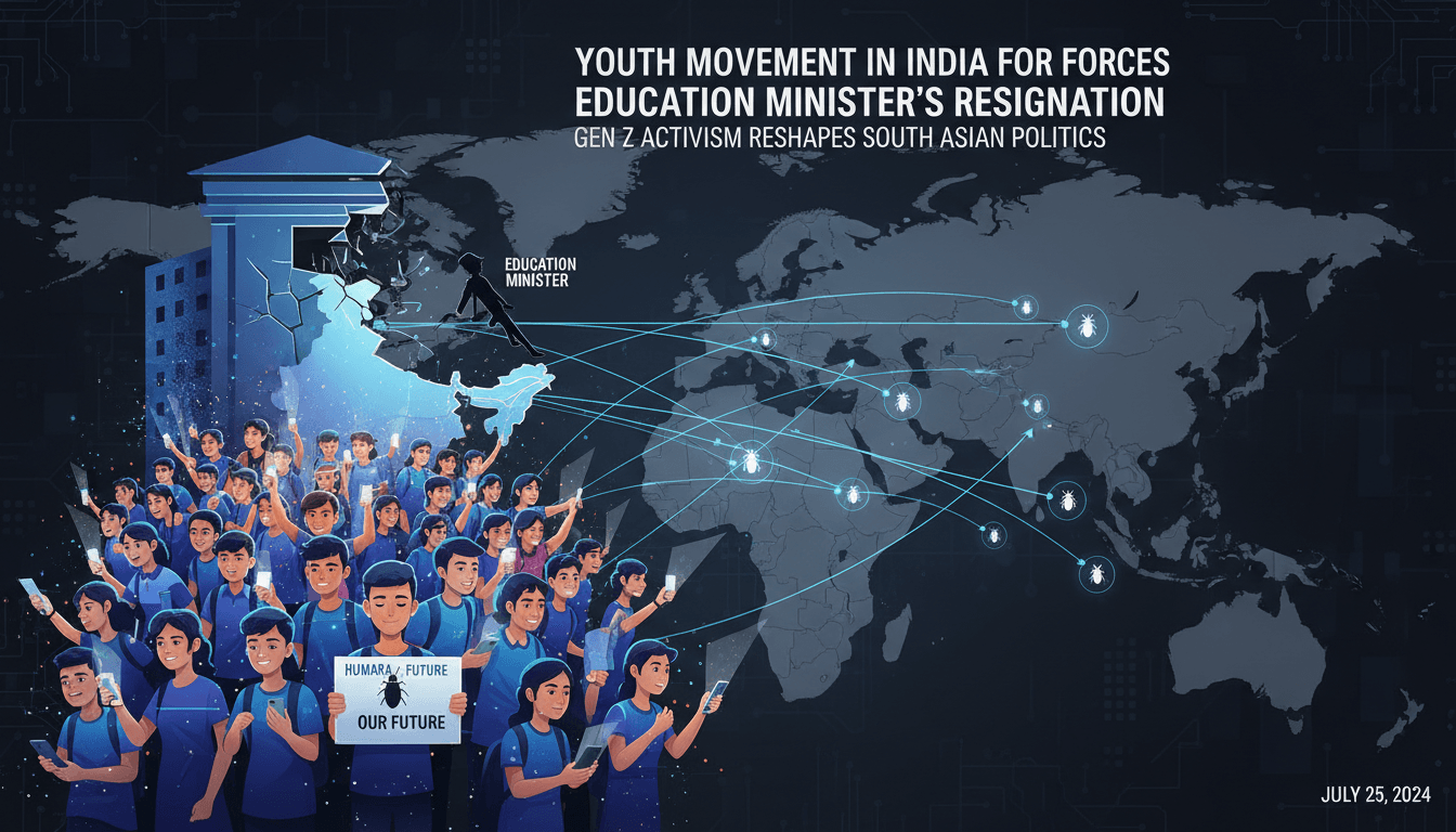 Protesters rallying for change in India, symbolizing youth activism.
