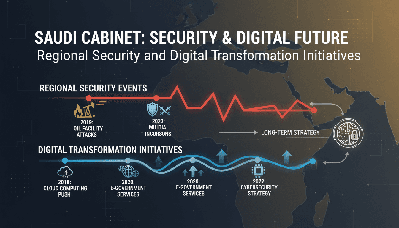 Saudi cabinet meeting discussing regional security and digital services
