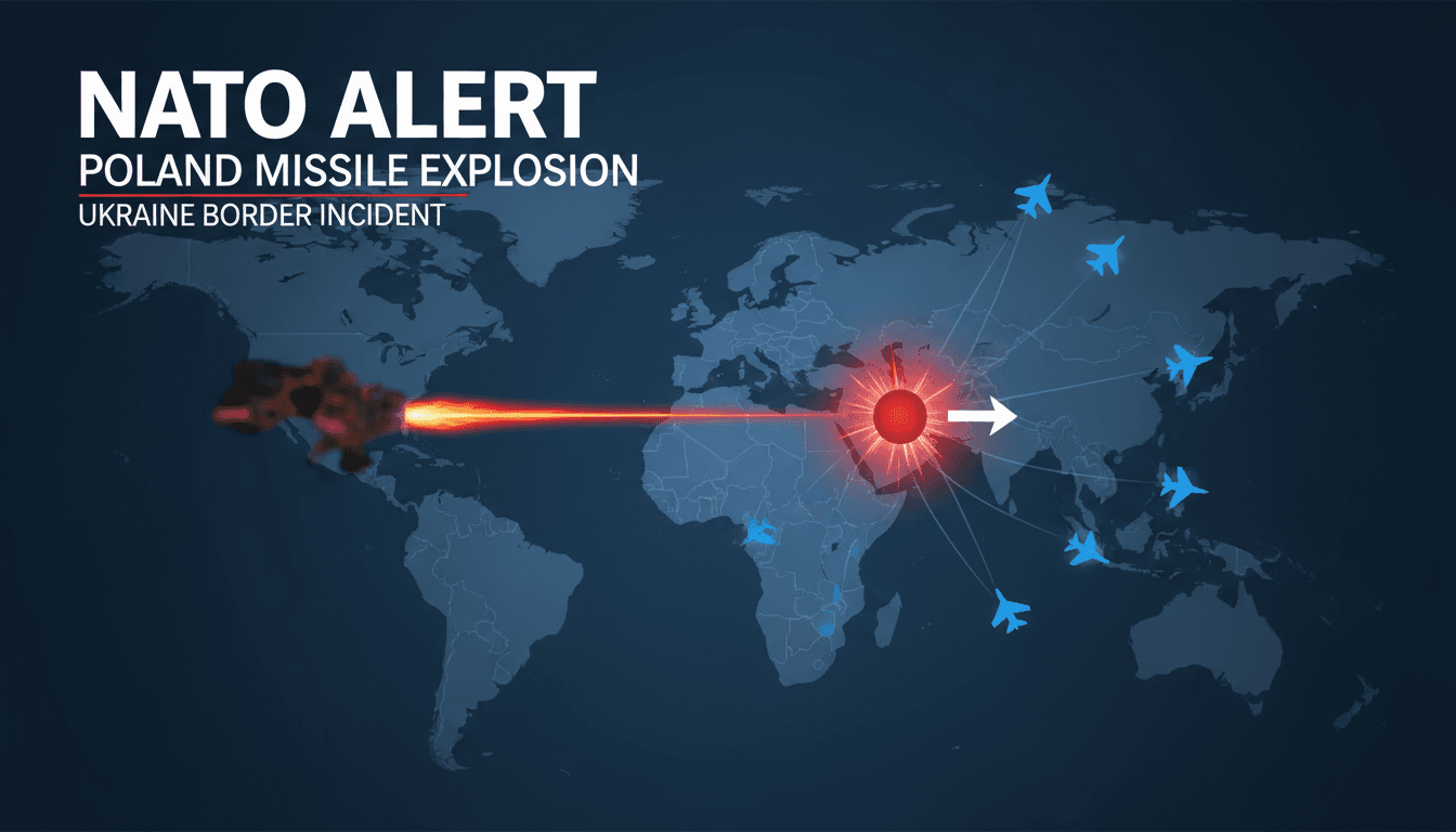 A map showing the location of the missile explosion in Poland near the Ukrainian border.