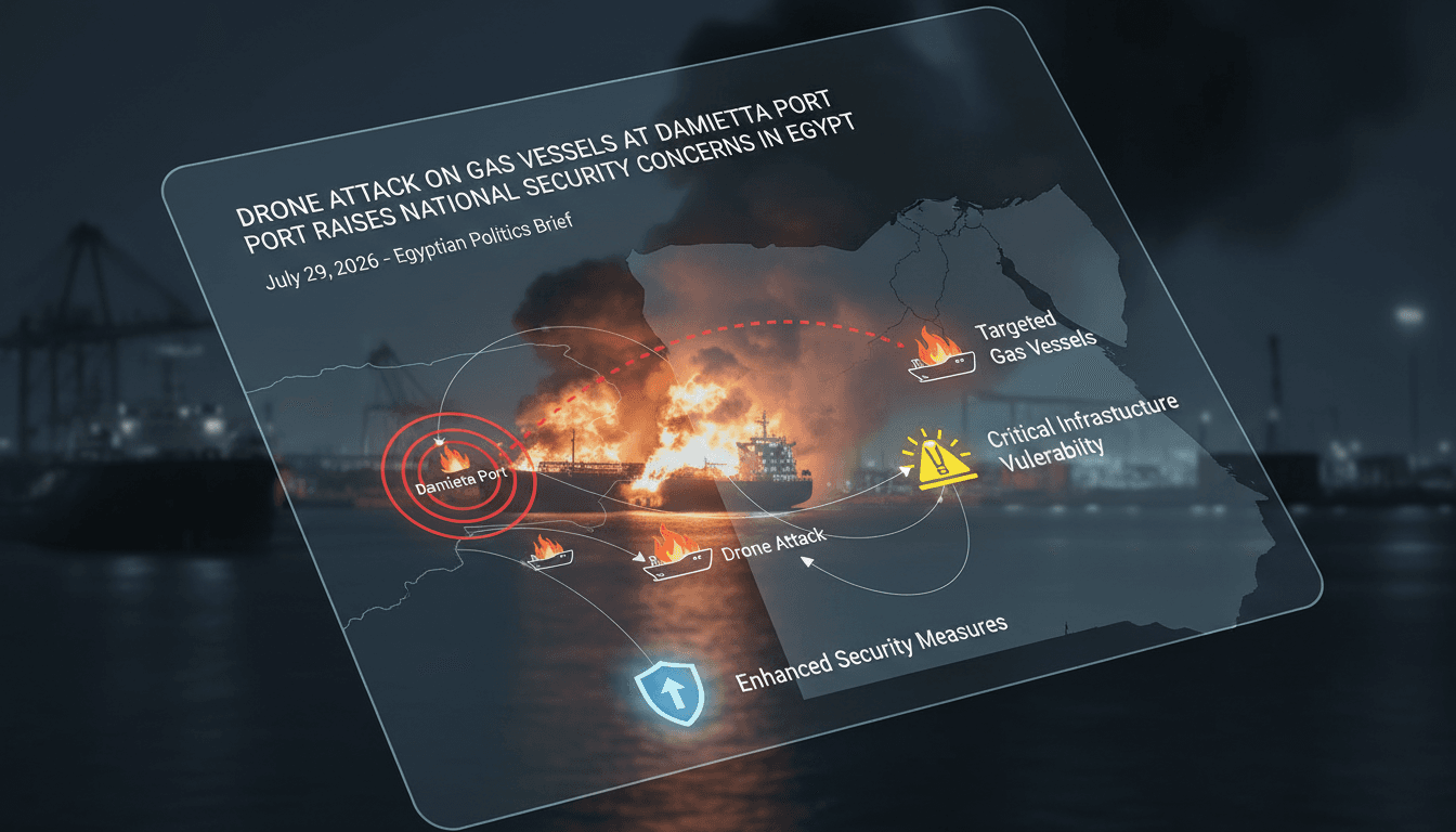 Fire on gas vessels at Damietta Port following a drone attack