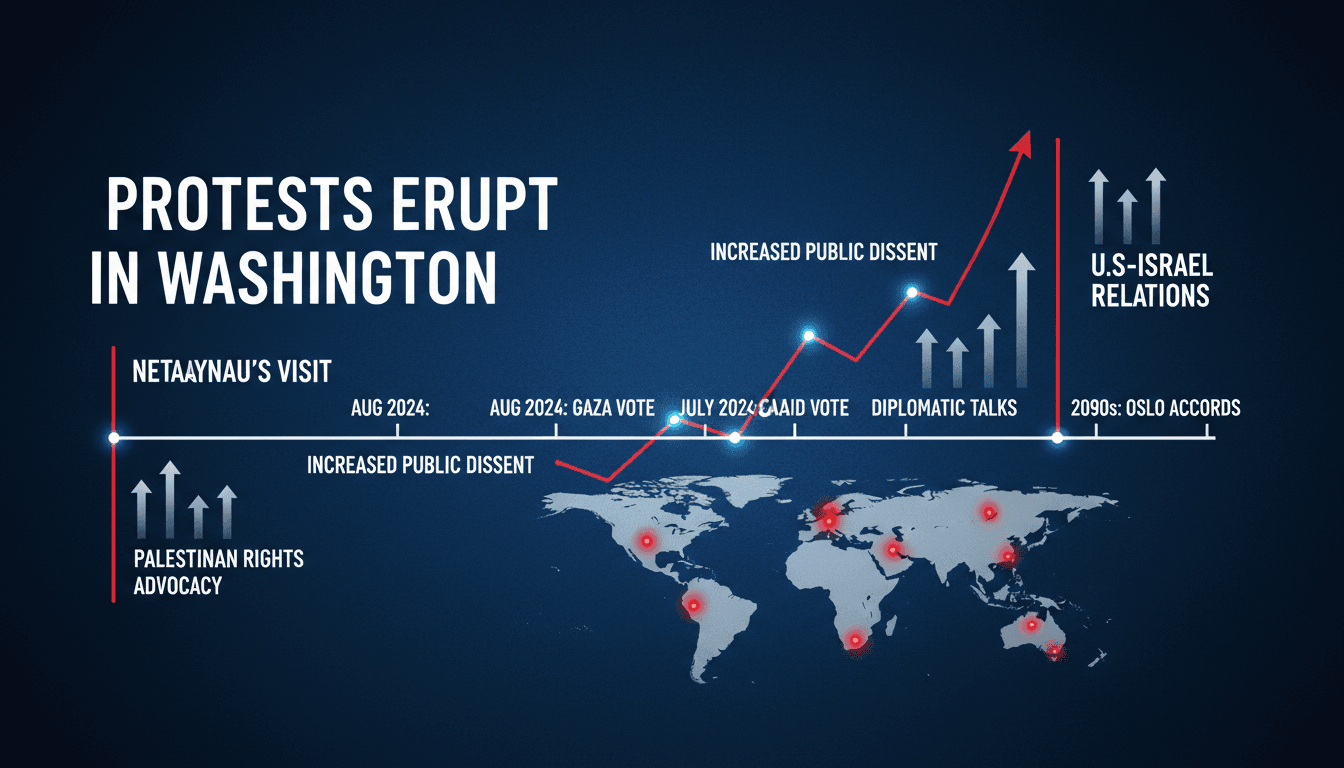 Protests Erupt in Washington Against Netanyahu's Visit Amid Palestinian Rights Advocacy