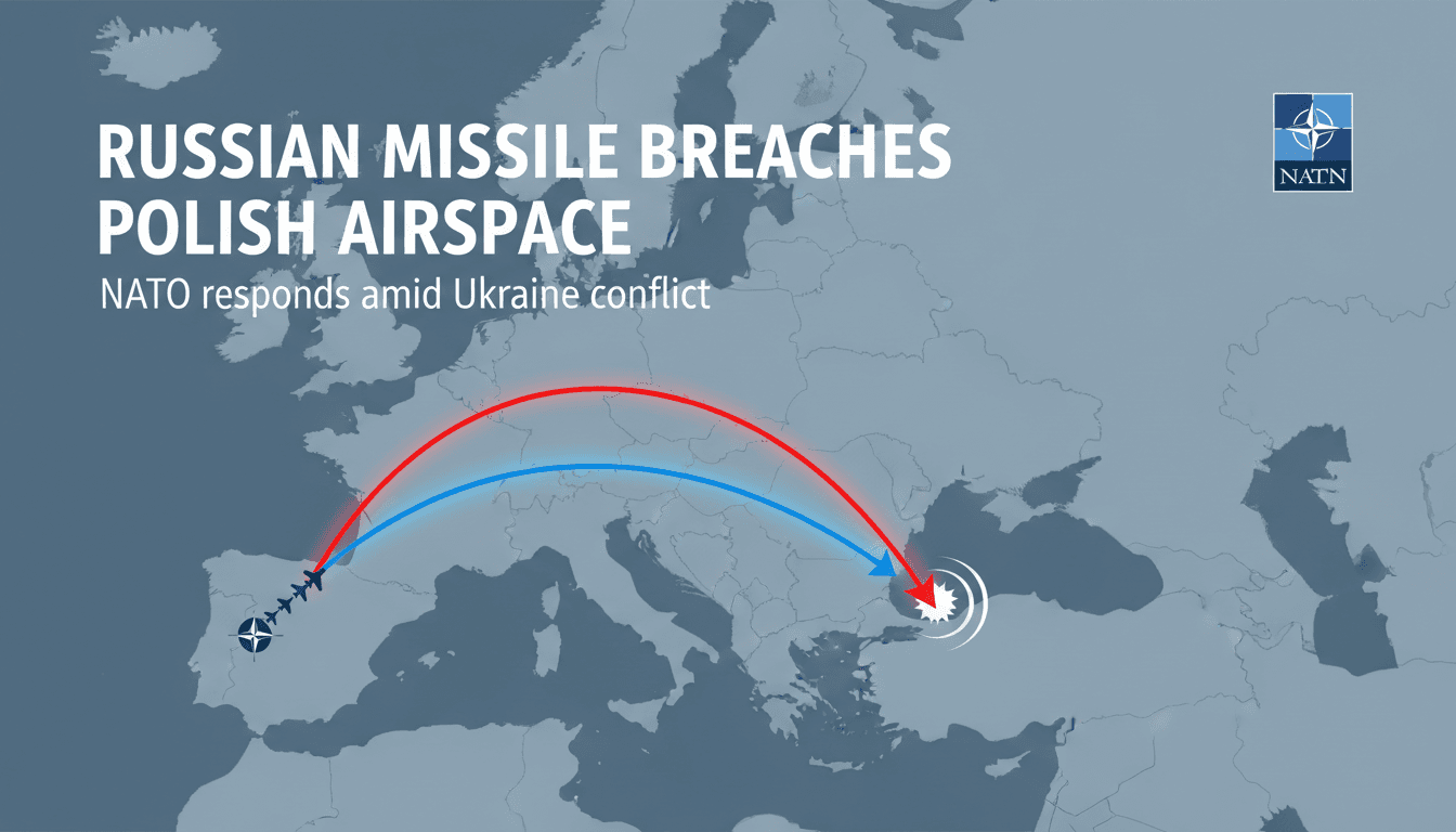 Map showing the trajectory of the Russian missile into Polish airspace.