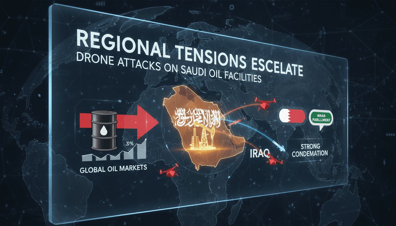 A map illustrating the geopolitical tensions in the Middle East following drone attacks on Saudi oil facilities.