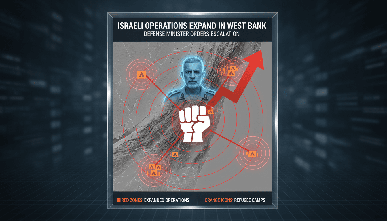 Israel expands military operations in the West Bank under Defense Minister's orders
