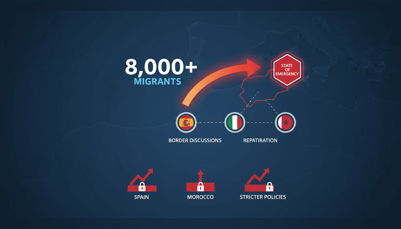 Migrants crossing into Ceuta from Morocco, highlighting the crisis.
