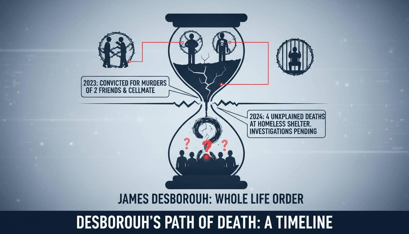 James Desborough in court during sentencing for multiple murders.