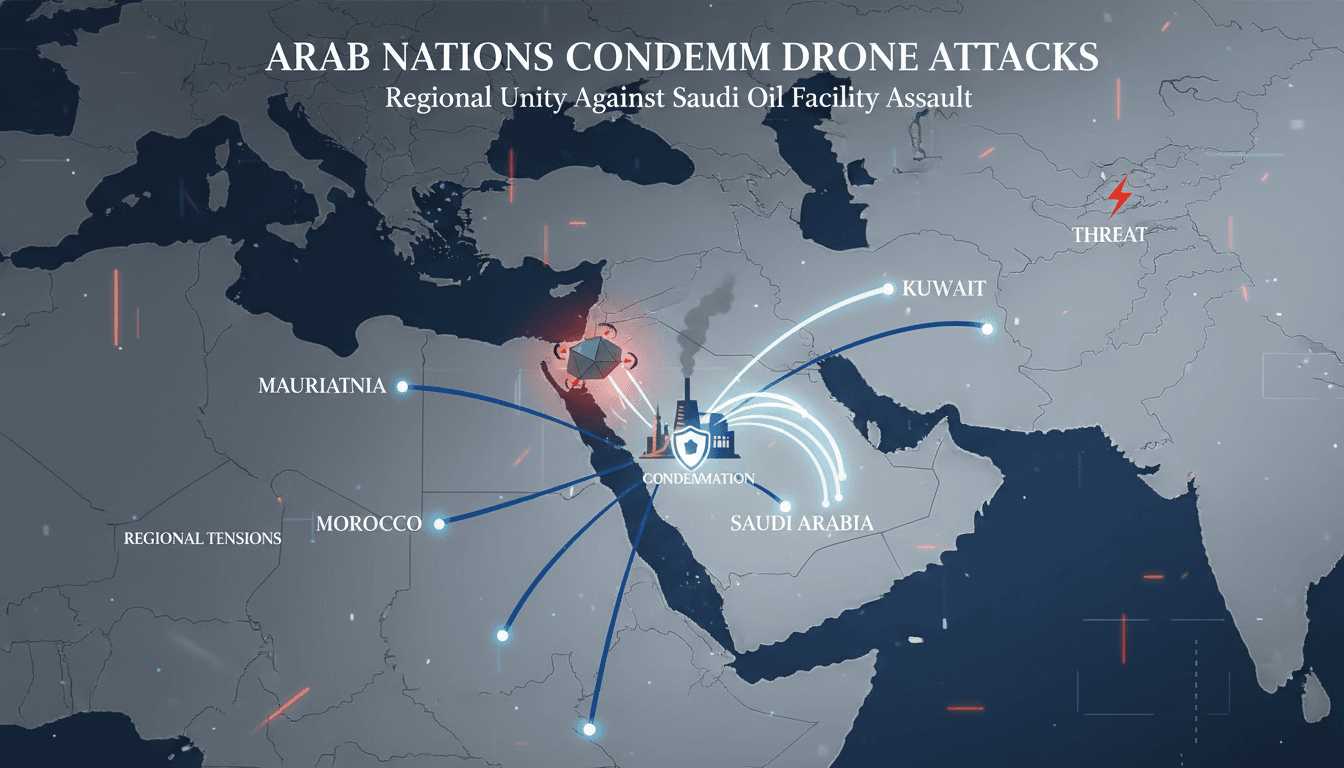 Map highlighting the Gulf region and the recent drone attacks on Saudi oil facilities.