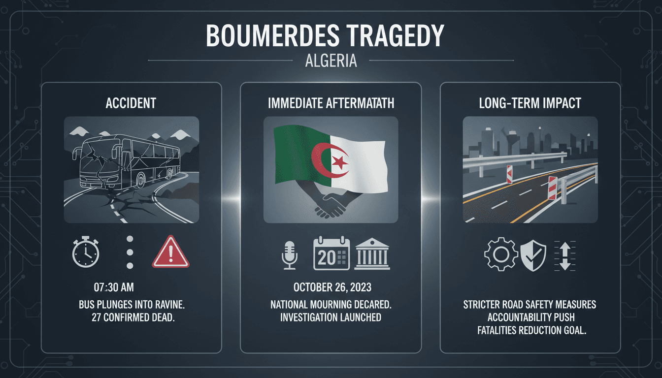 A somber scene from the Boumerdes bus accident site in Algeria.