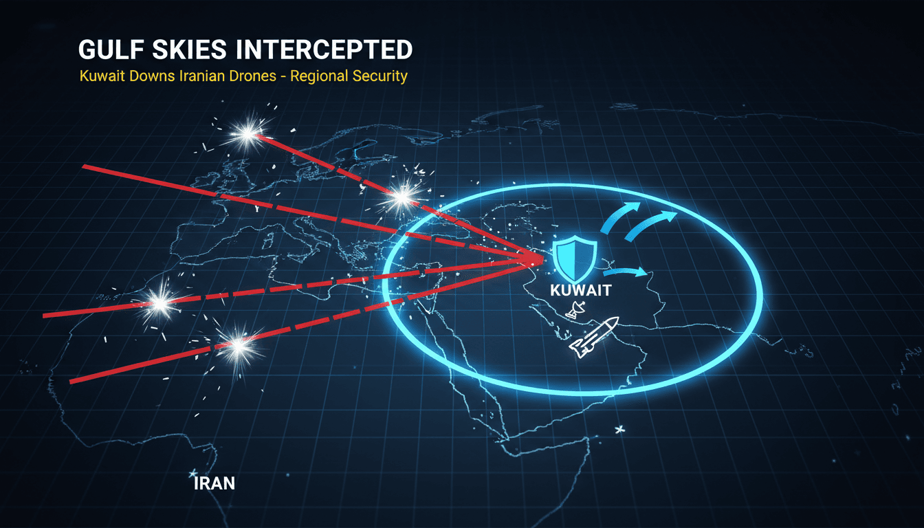 Kuwaiti military forces intercepting Iranian drones in airspace