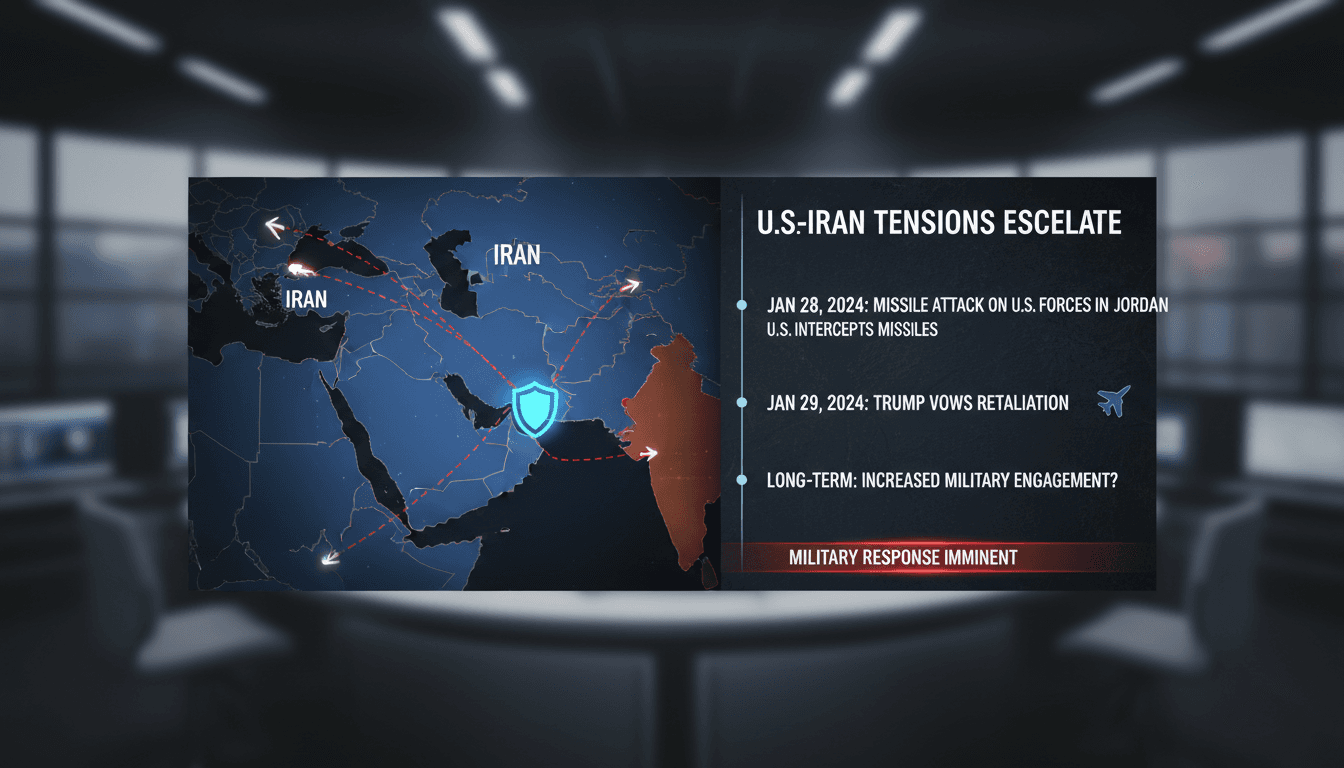 President Trump addressing military action against Iran following missile attacks.