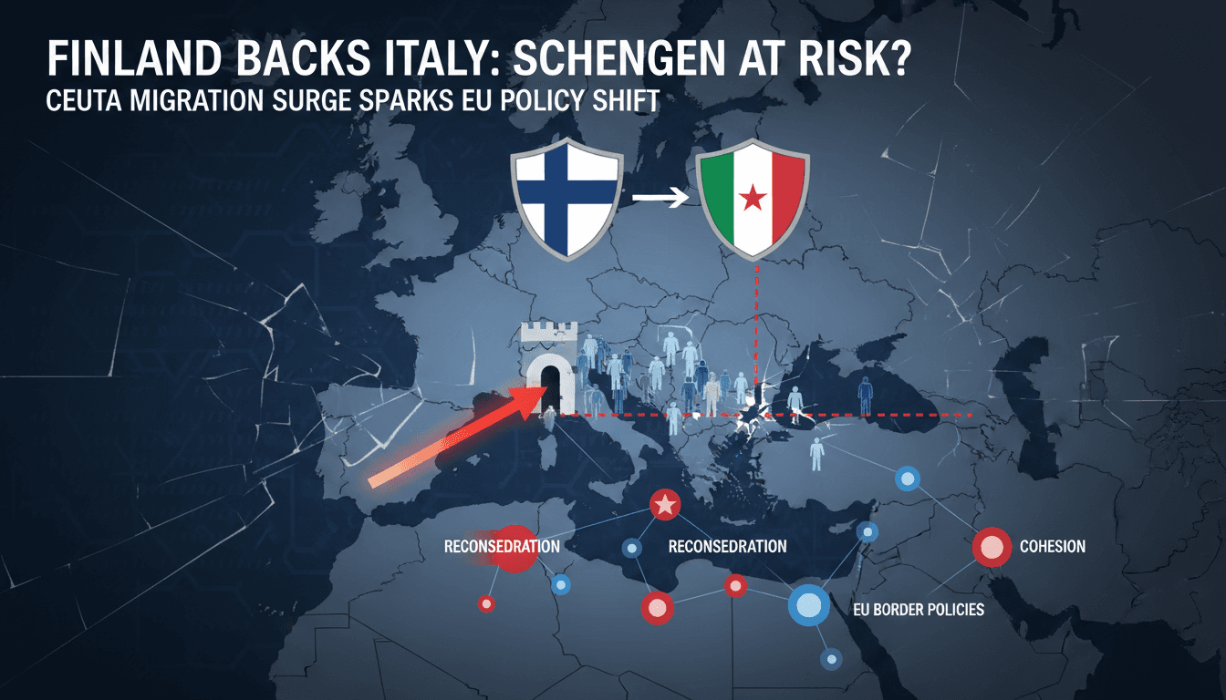 Map showing migration routes and Schengen Area borders in Europe.