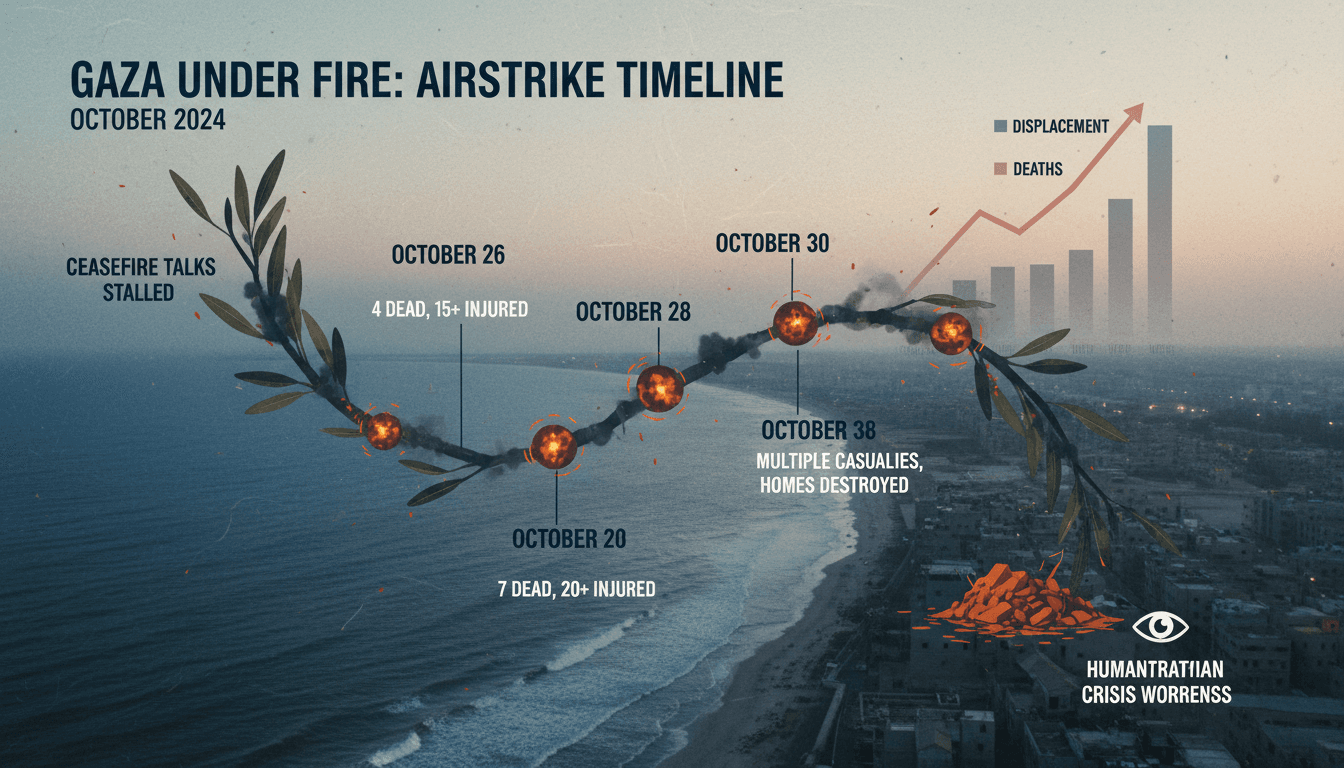Aerial view of Gaza showing destruction from recent airstrikes.