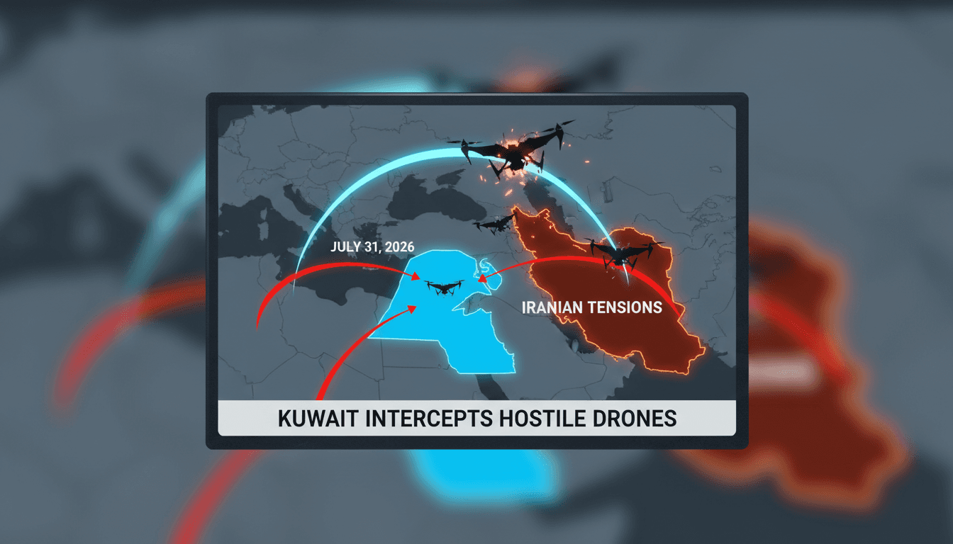 Kuwaiti military forces intercepting hostile drones in July 2026.
