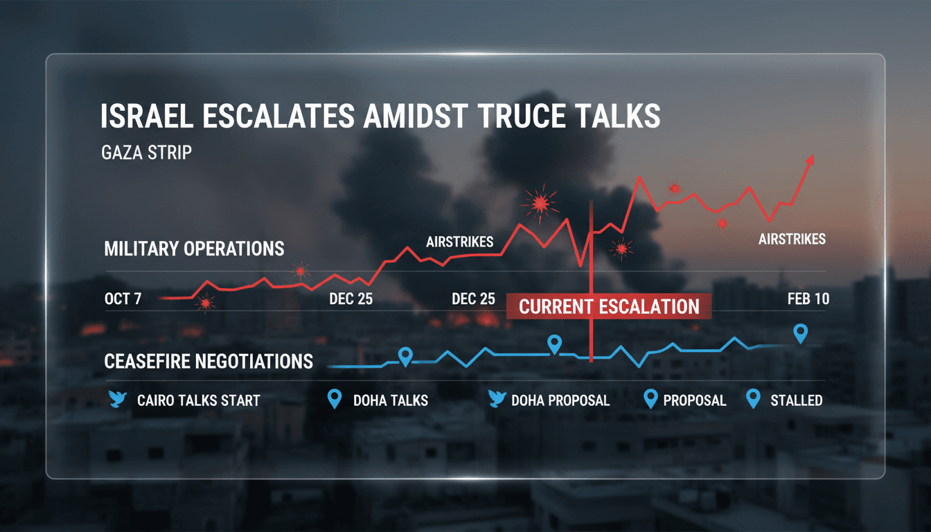 Israeli airstrikes in Gaza amid ongoing ceasefire negotiations.