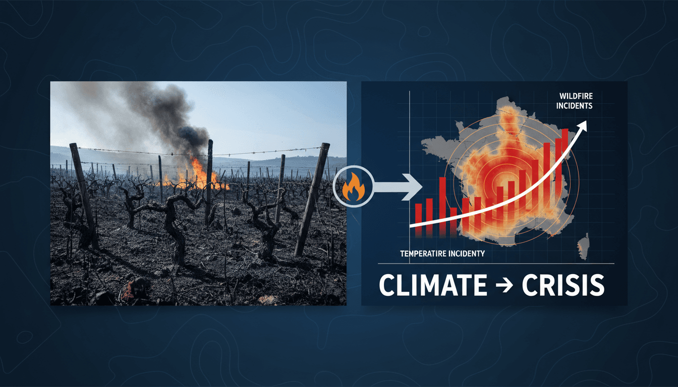 Wildfires raging in the Bordeaux wine region of France.