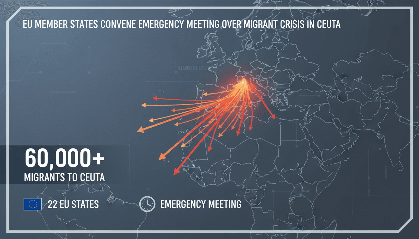 Map showing migrant routes to Ceuta and EU border dynamics.
