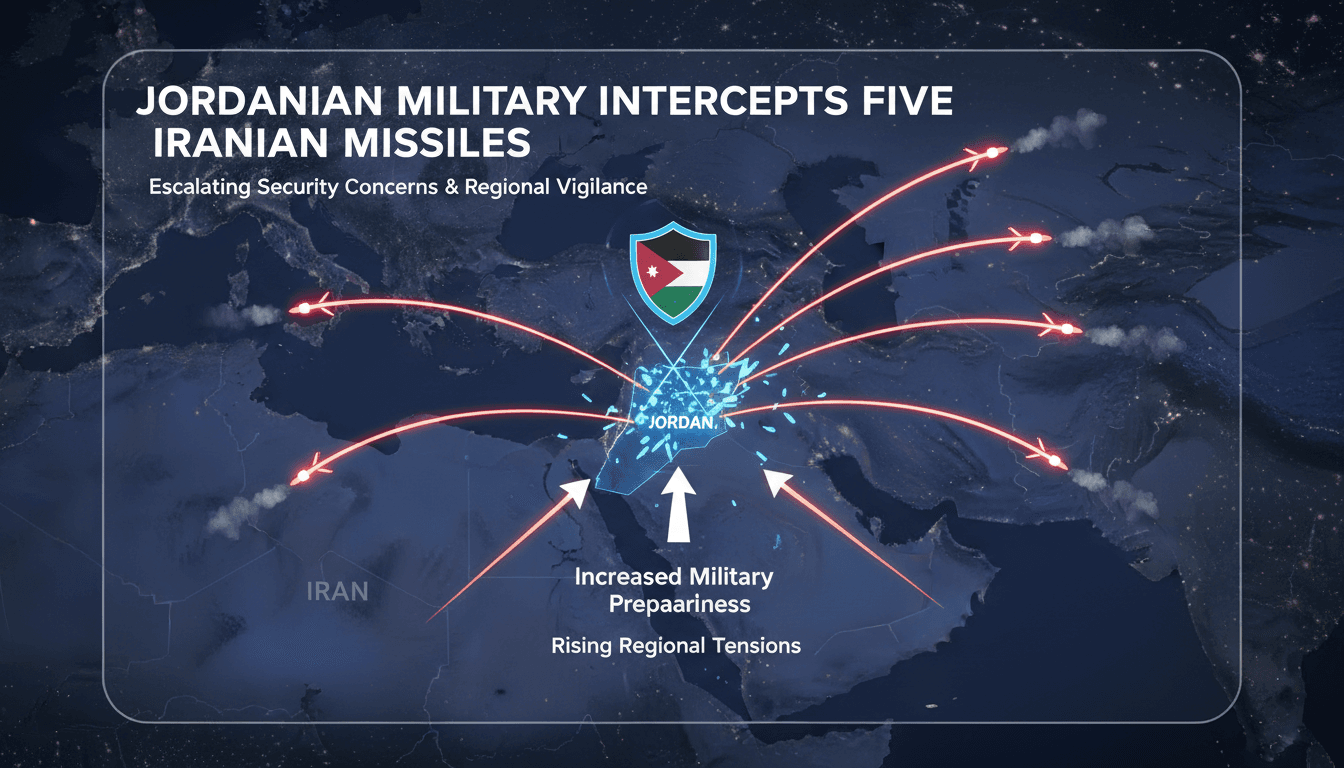 Jordanian military intercepts Iranian missiles in a display of defense readiness.