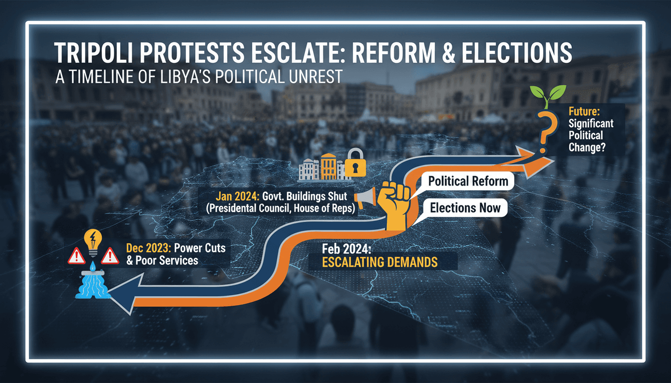 Protesters in Tripoli demanding political reform and better services.