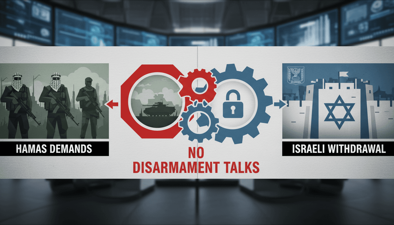 Hamas leader Ghazi Hamad discussing disarmament conditions.