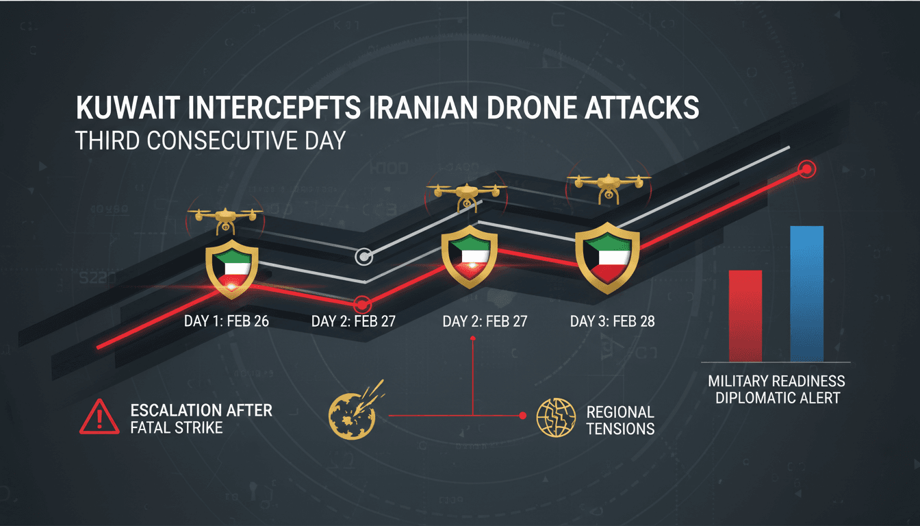 Kuwaiti military personnel monitoring air defense systems against drone threats.