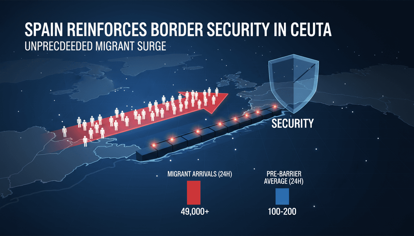Migrants arriving in Ceuta, Spain, highlighting the border crisis.