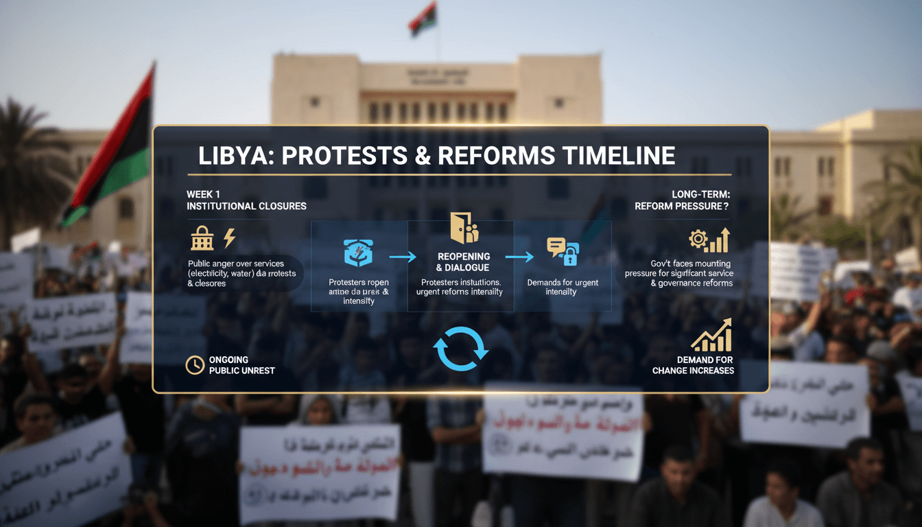 Protesters in Tripoli advocating for better public services and electricity supply.