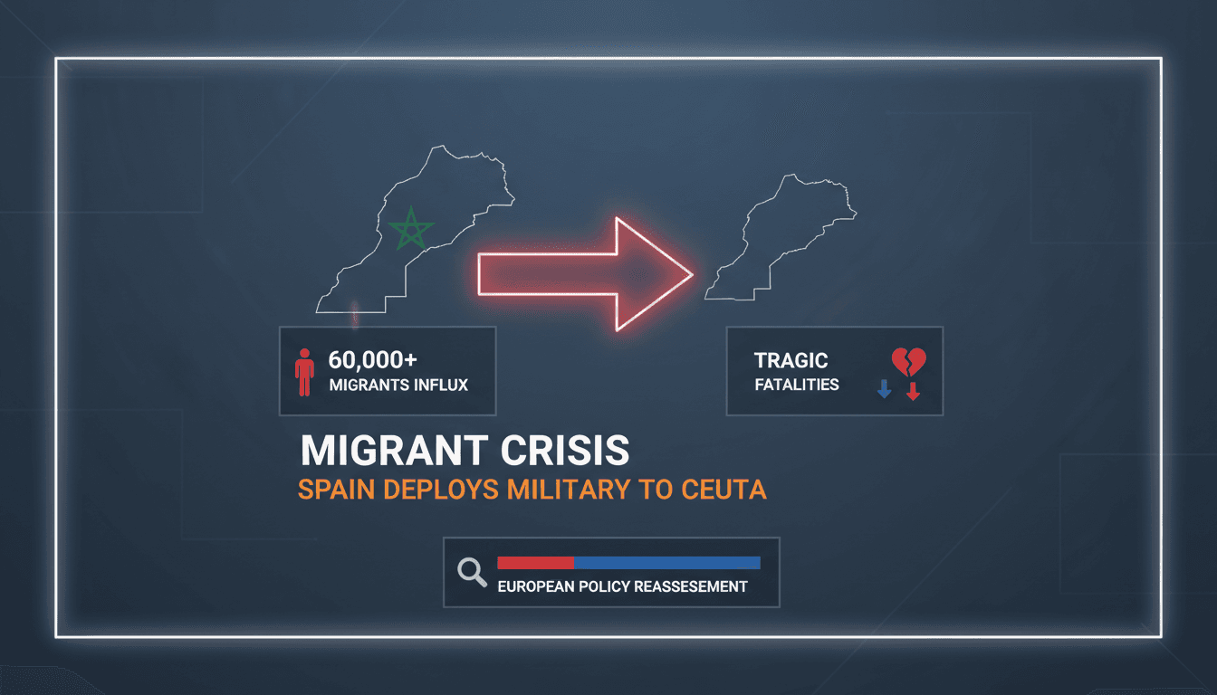 Spanish military forces deployed at the Ceuta border amid migrant crisis