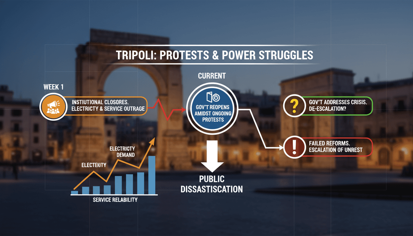 Protesters in Tripoli demanding better public services and electricity supply.