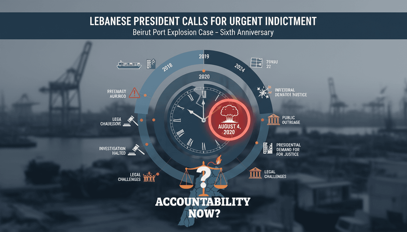 President Joseph Aoun addressing the Beirut port explosion case.