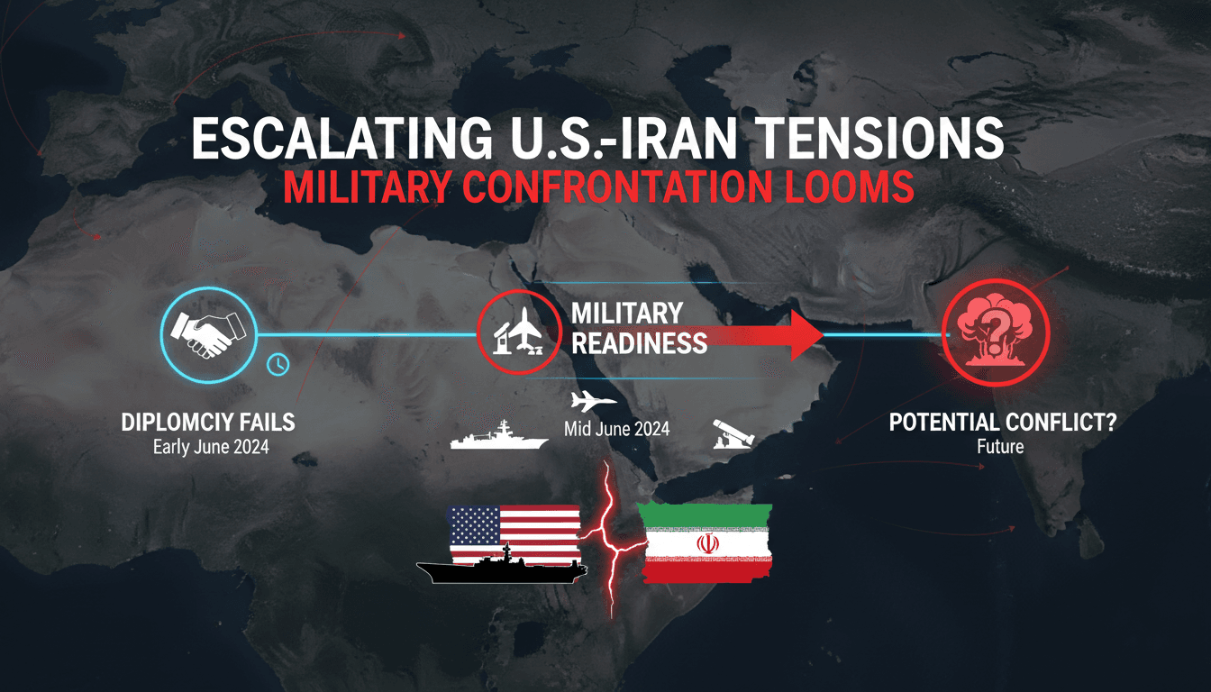 U.S. and Iran flags symbolizing rising tensions and military readiness