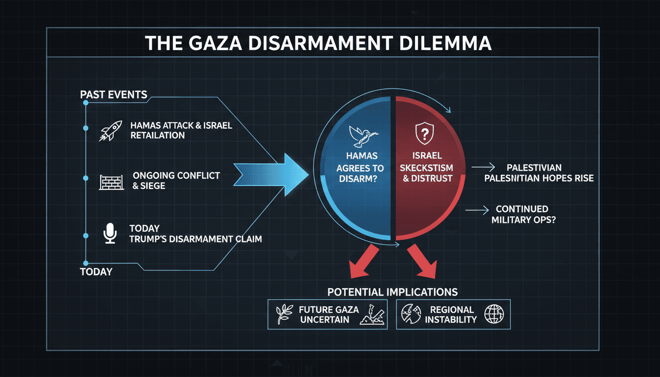 President Trump announces potential disarmament of Hamas amidst Israeli skepticism.