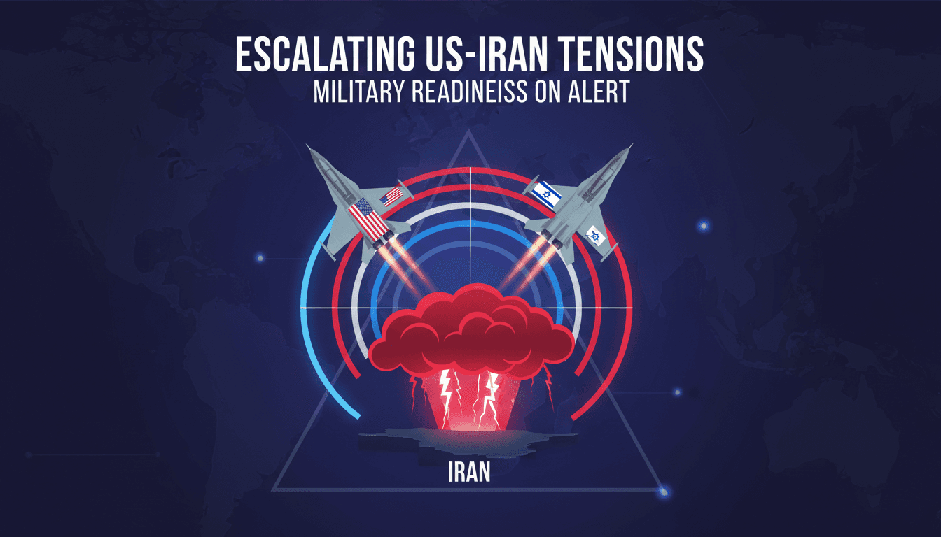US and Iran flags with military imagery representing rising tensions