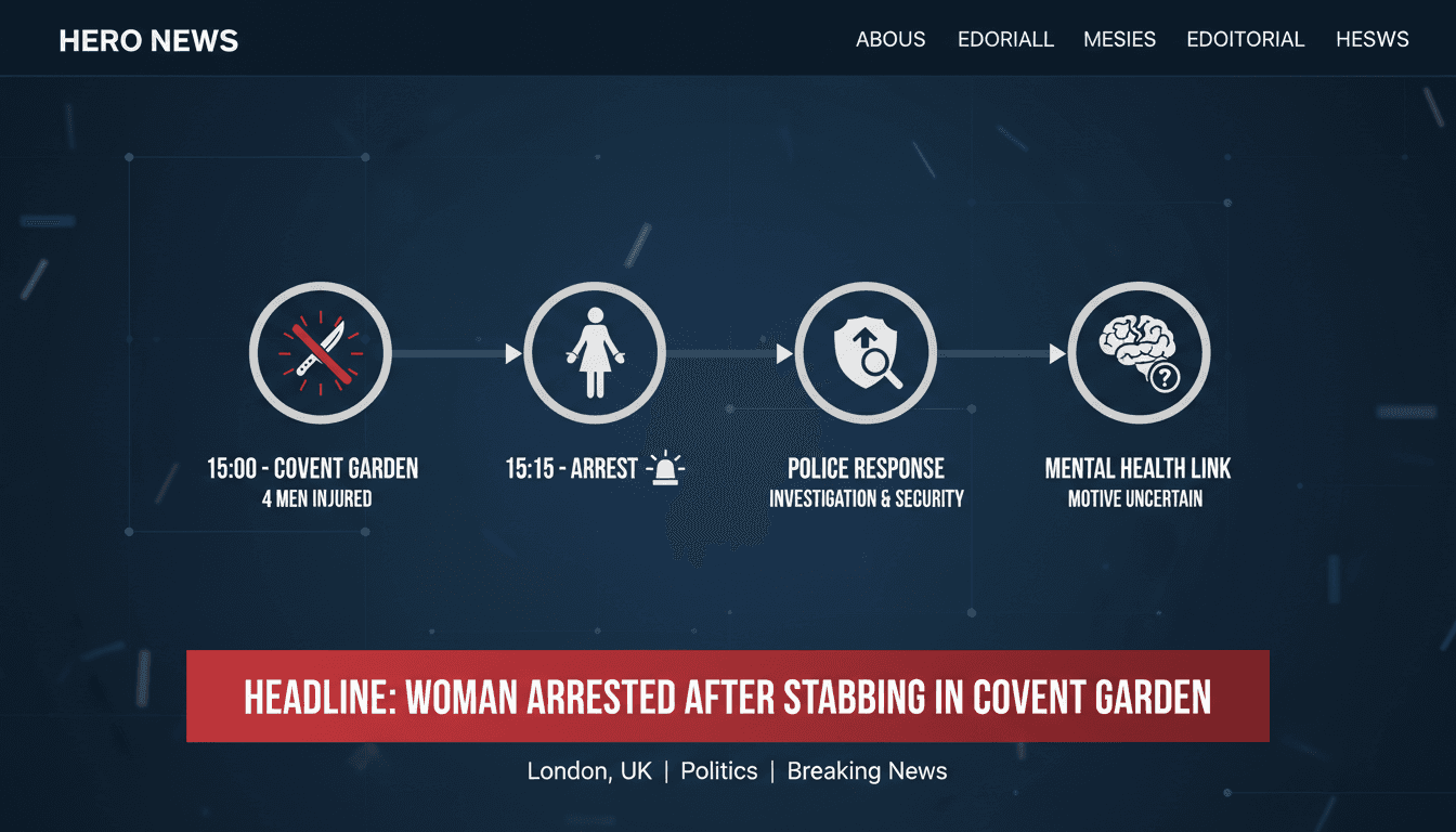 Police investigation scene in Covent Garden after stabbing incident