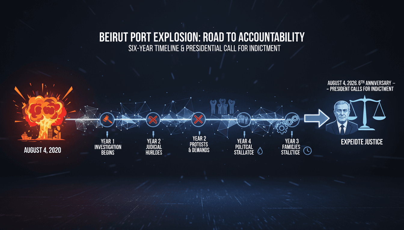 President Joseph Aoun addressing the Beirut port explosion case.