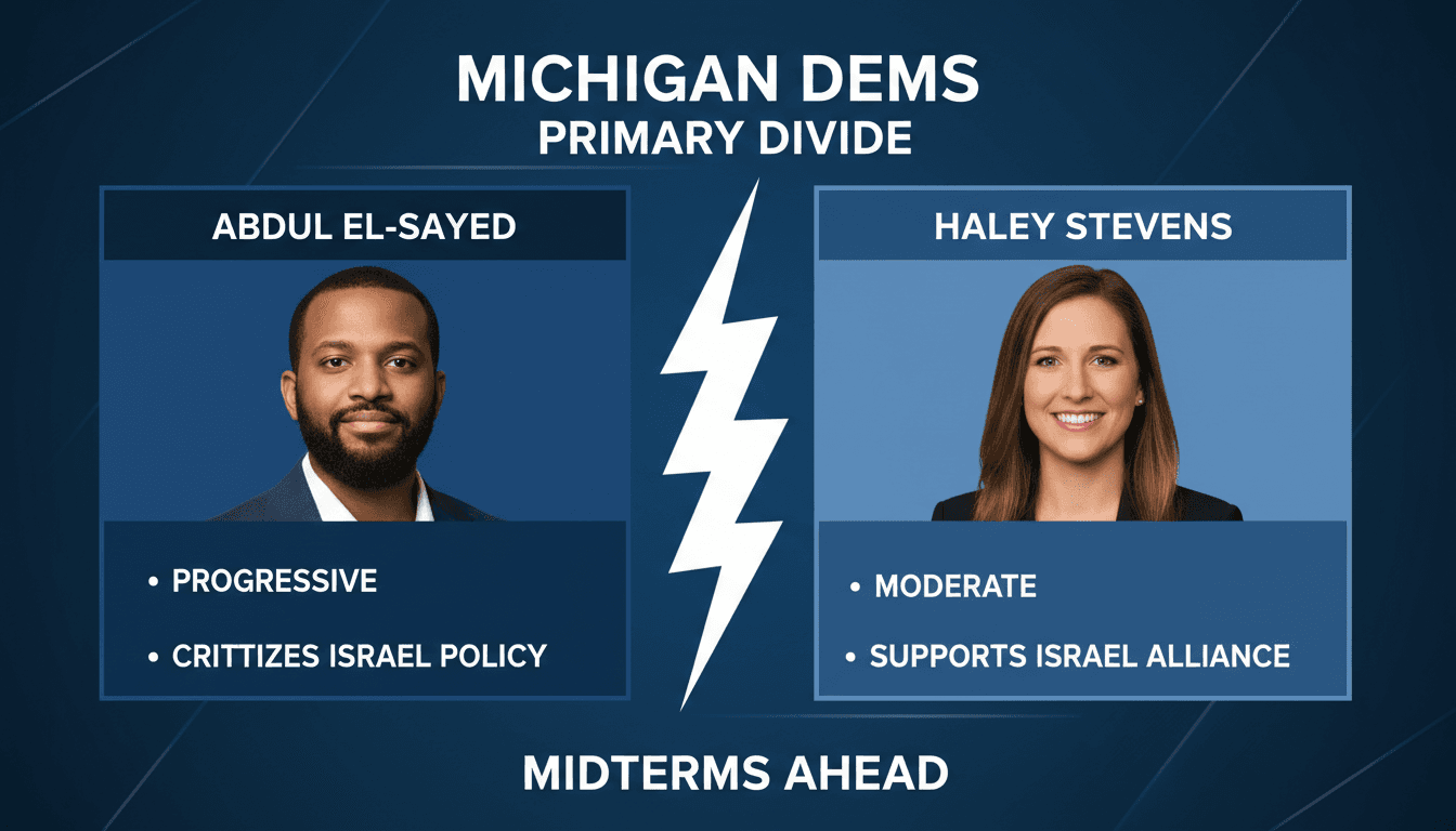 A visual representation of the Michigan Democratic Senate primary candidates and their contrasting views.