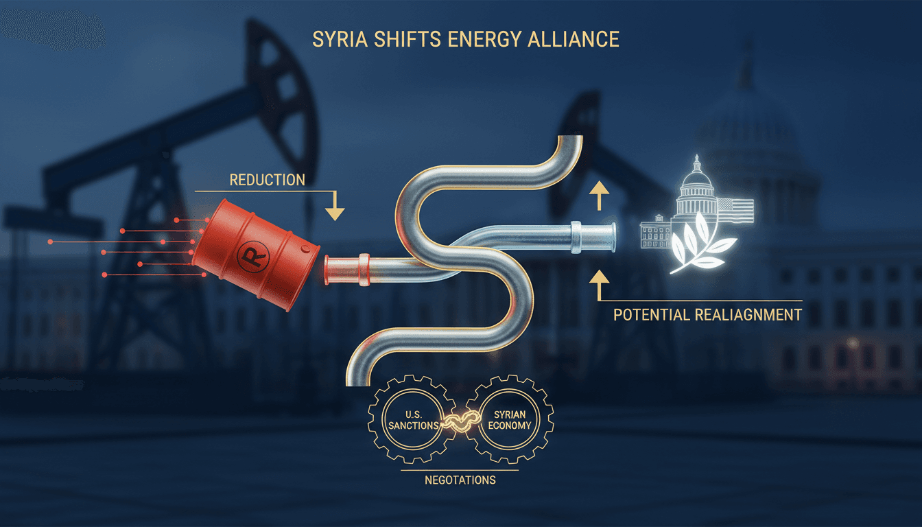 Map highlighting Syria's energy partnerships and geopolitical shifts.