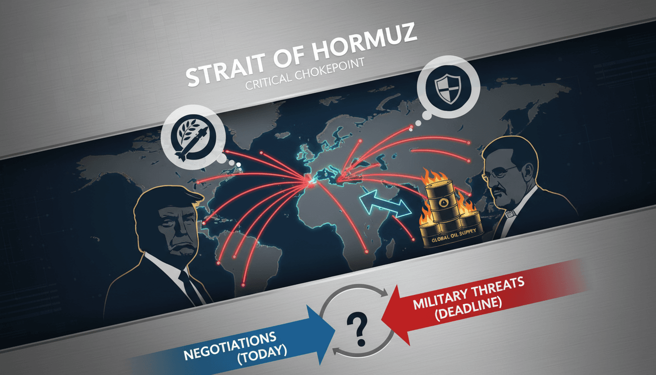 President Trump announcing negotiations with Iran amidst military threats.