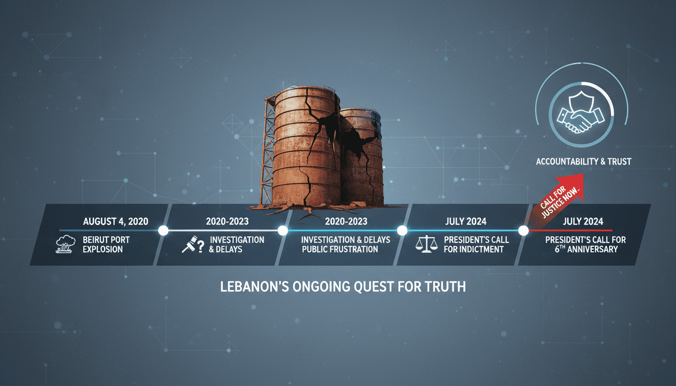 President Joseph Aoun addressing the media regarding the Beirut port explosion case.