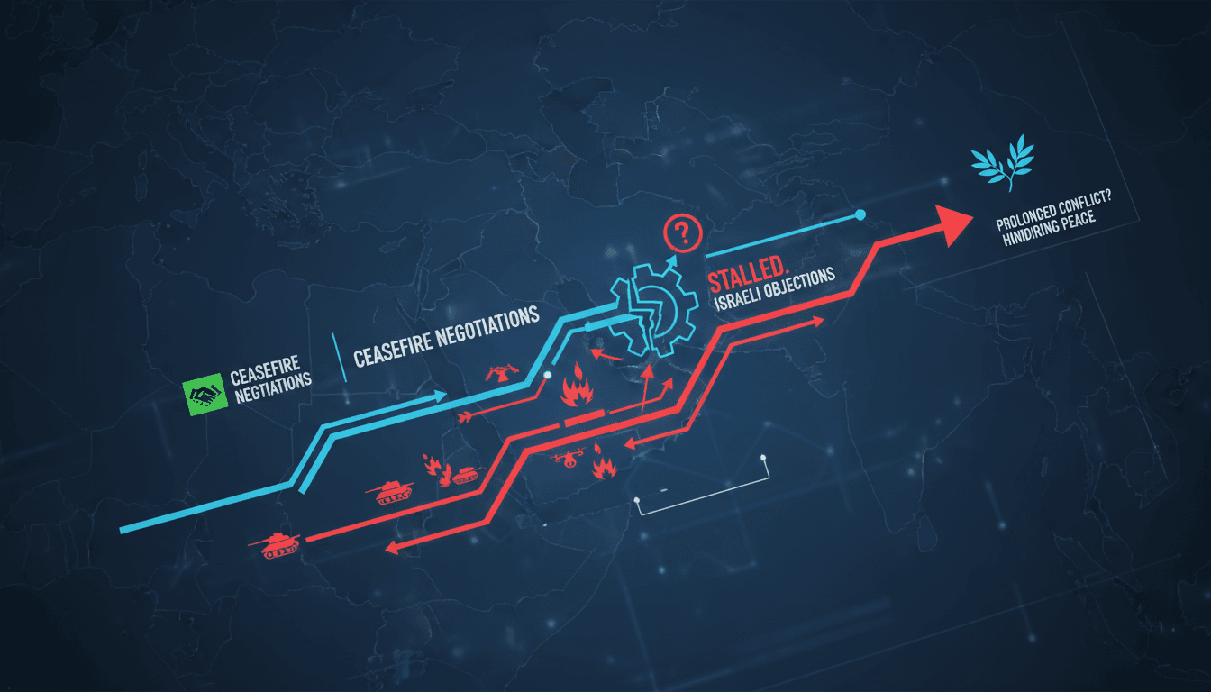 A map highlighting the Gaza region and key negotiation points.