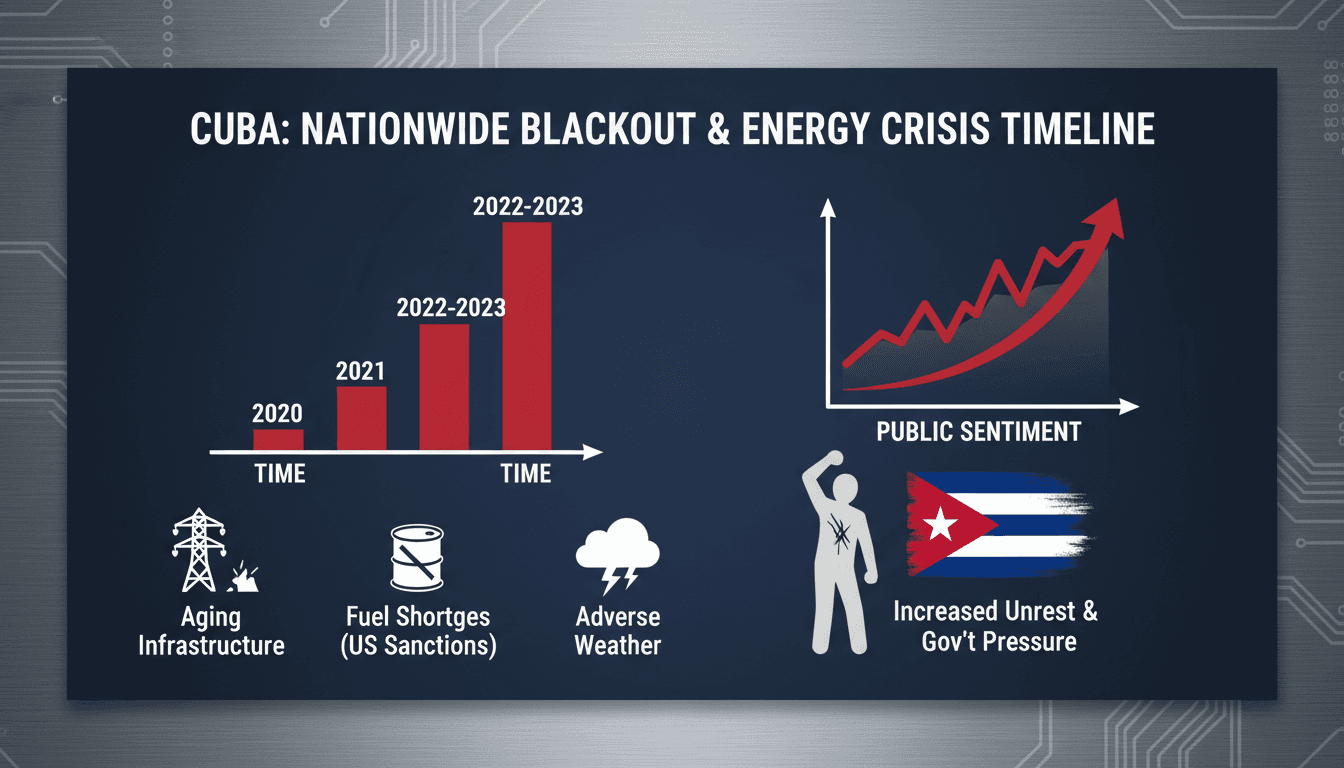 Citizens protesting during Cuba's nationwide blackout