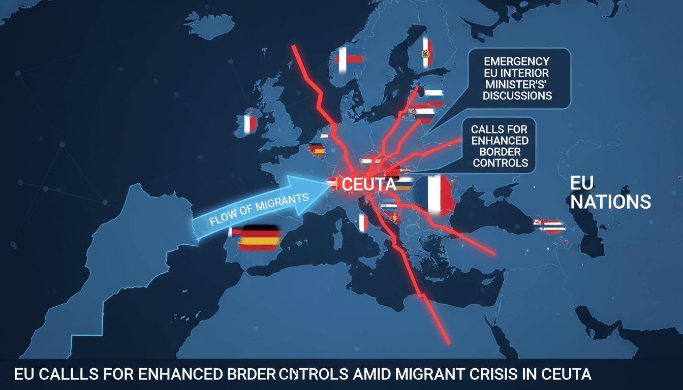 Migrants arriving in Ceuta from Morocco during a crisis.