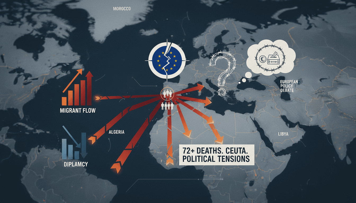 Migrants attempting to reach Ceuta, highlighting the crisis and its implications.