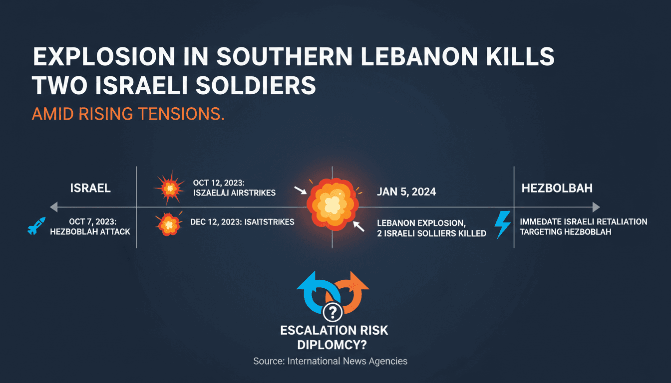 Israeli soldiers in southern Lebanon following an explosion incident.