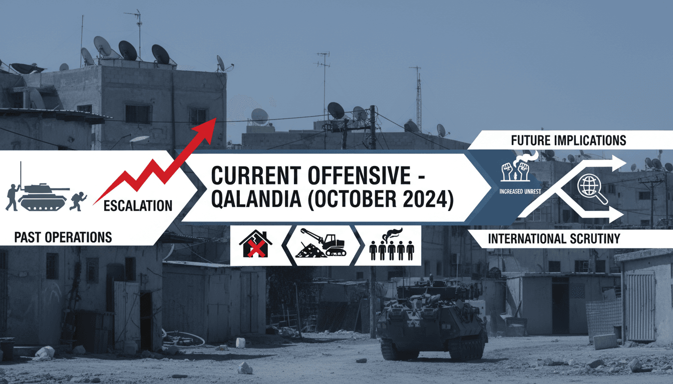 Israeli military operations in Qalandia refugee camp with house raids and demolitions.