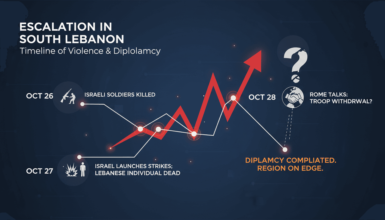 Map highlighting the conflict zones in south Lebanon and Israel.