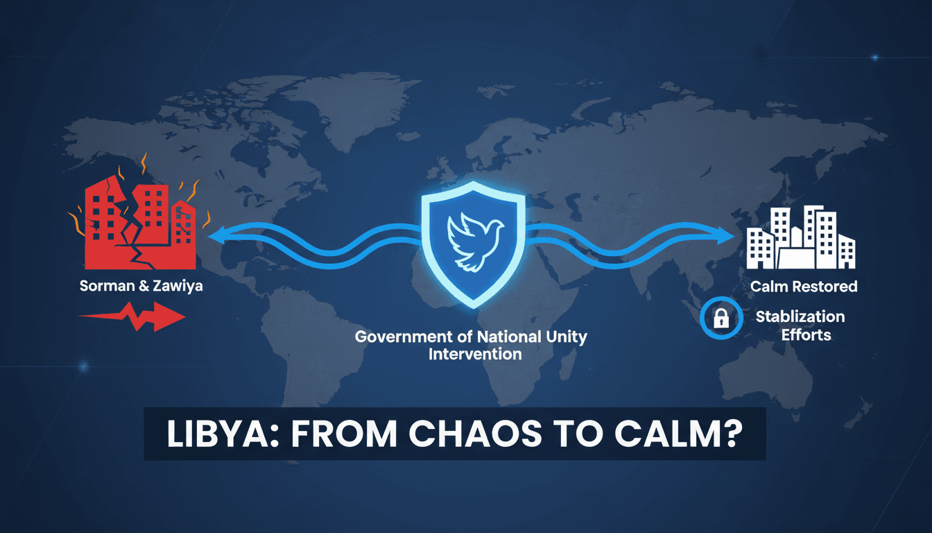 Military intervention in Sorman and Zawiya restores calm after clashes.