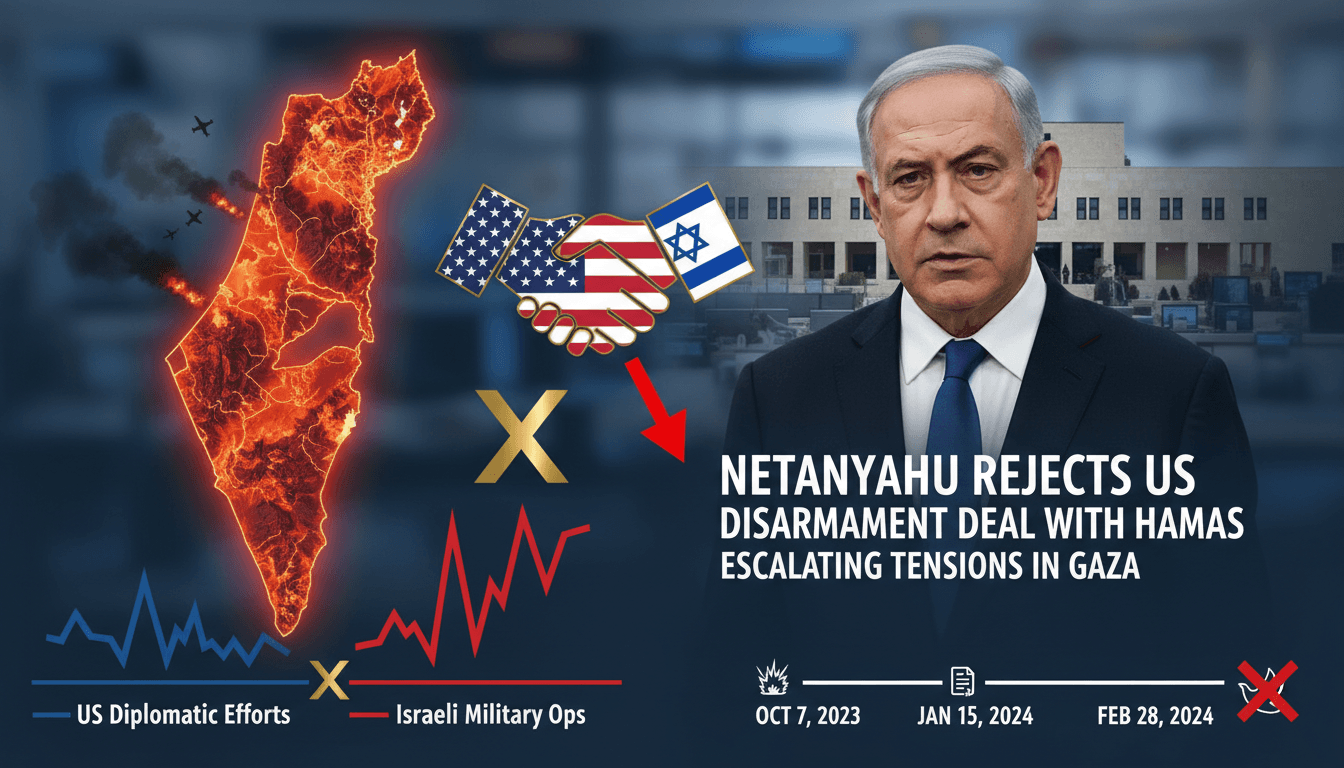 Israeli Prime Minister Netanyahu addressing the media on Gaza tensions.